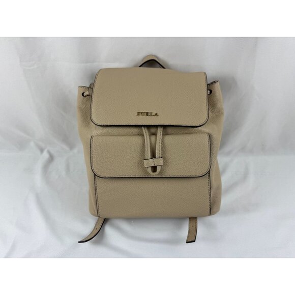Furla Handbags - FURLA Noemi Cowhide Grained Leather Backpack Mini Women Used Authentic